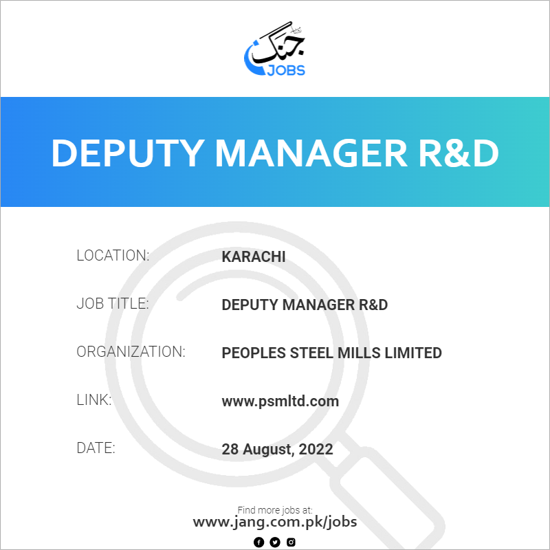 Deputy Manager R&D