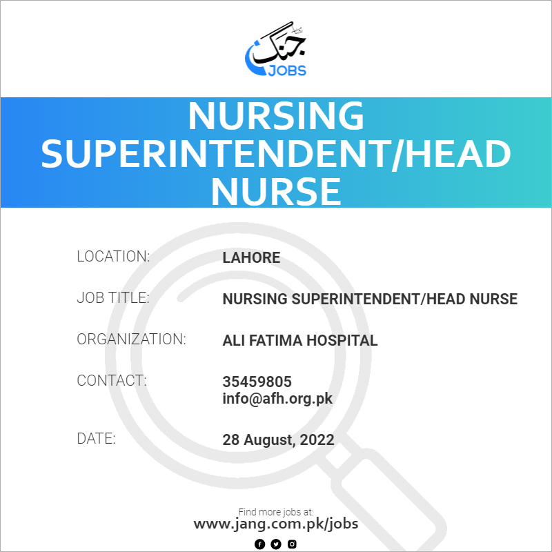 Nursing Superintendent/Head Nurse