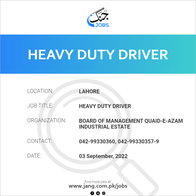 Heavy Duty Driver