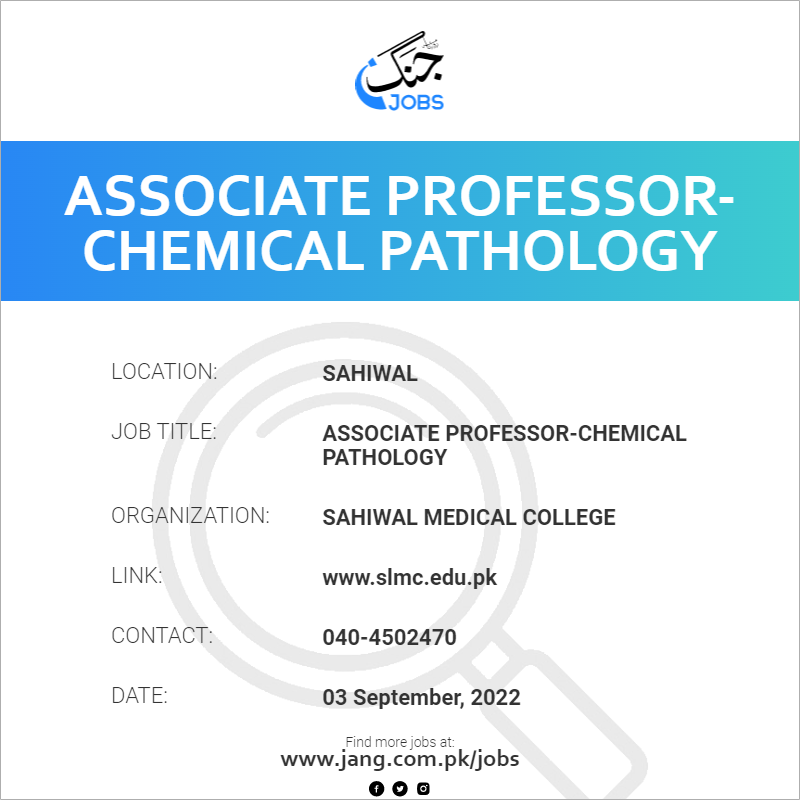 Associate Professor-Chemical Pathology