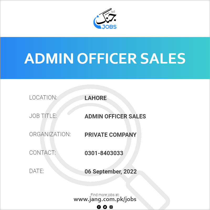 Admin Officer Sales