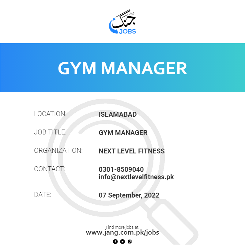 Gym shop manager jobs