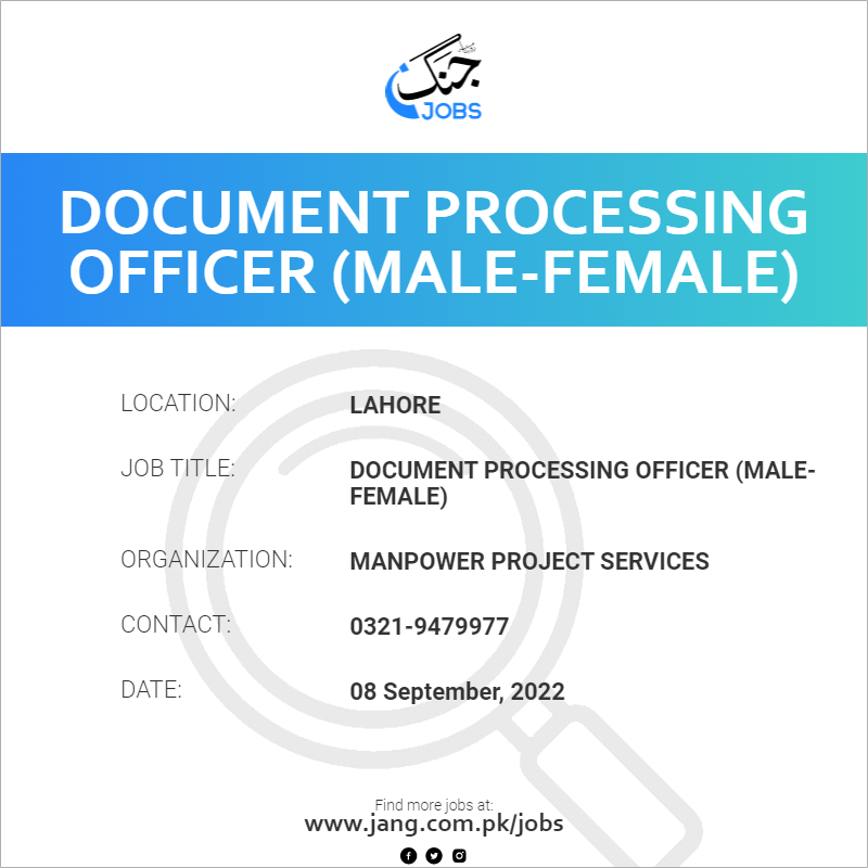 Document Processing Officer (Male-Female)
