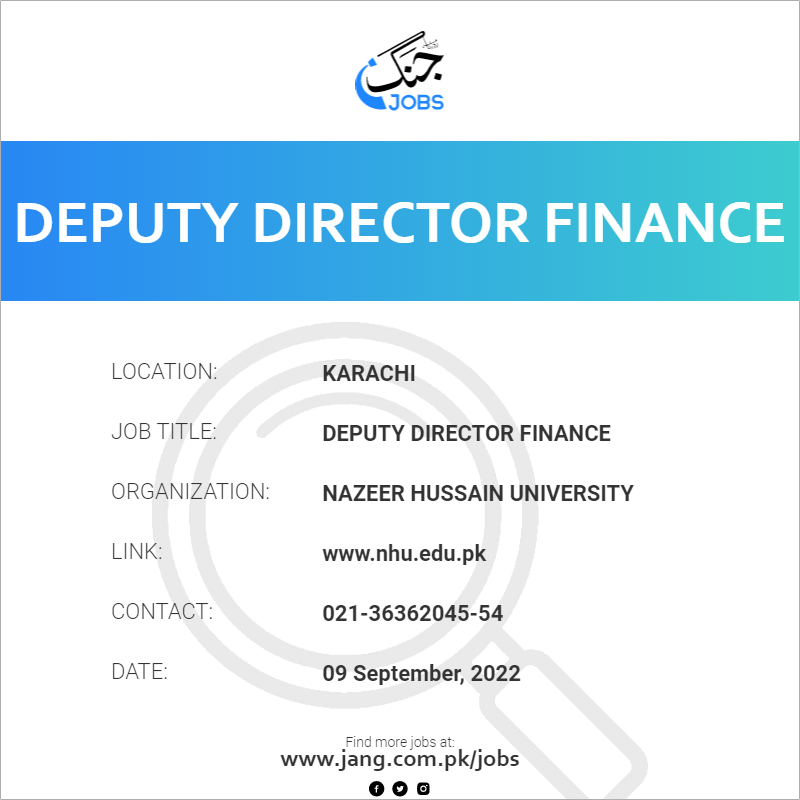 deputy-director-finance-job-nazeer-hussain-university-jobs-in