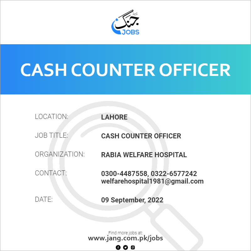 Cash Counter Officer