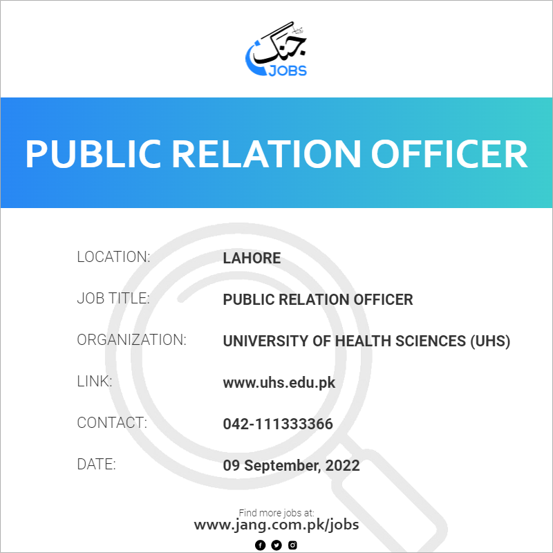 public-relation-officer-job-university-of-health-sciences-uhs