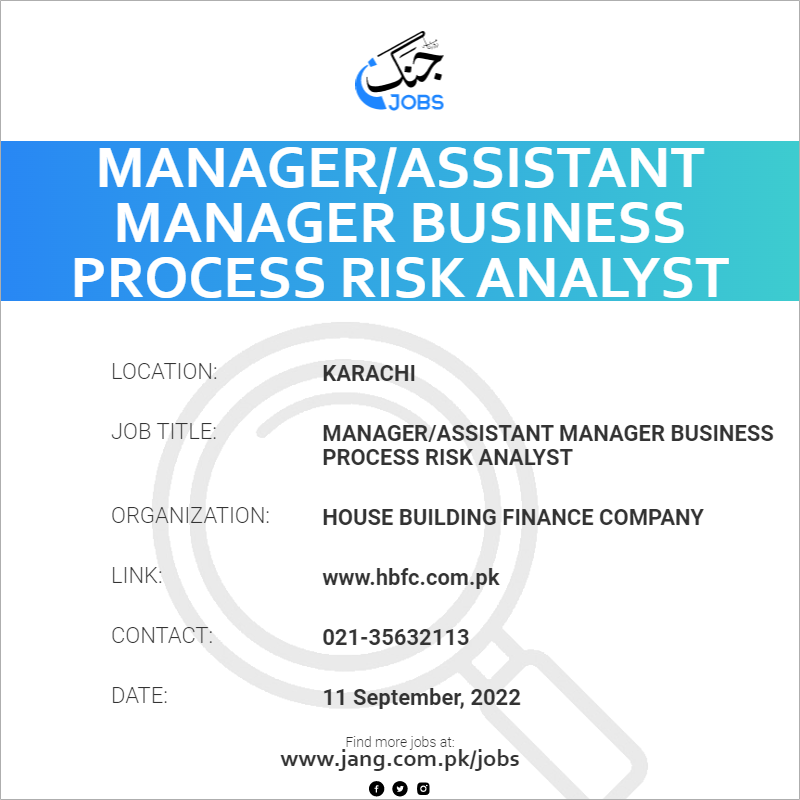 Manager/Assistant Manager Business Process Risk Analyst 