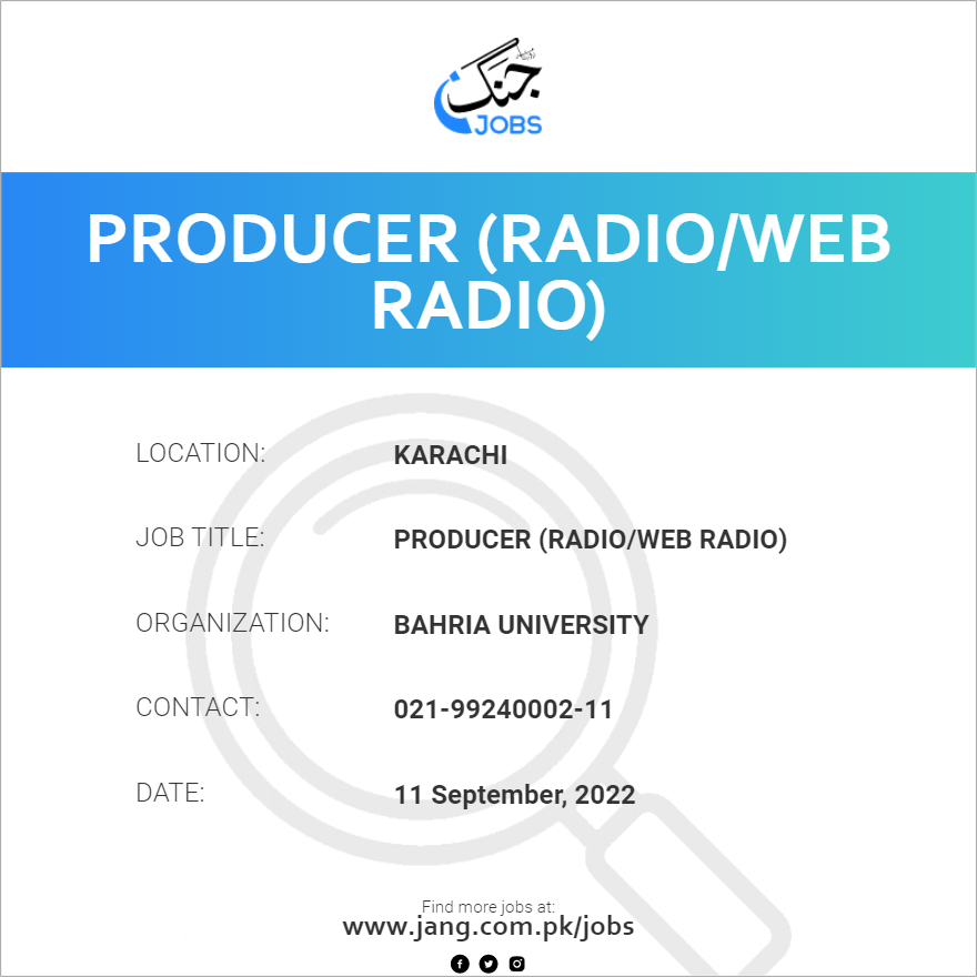 Producer (Radio/Web Radio)