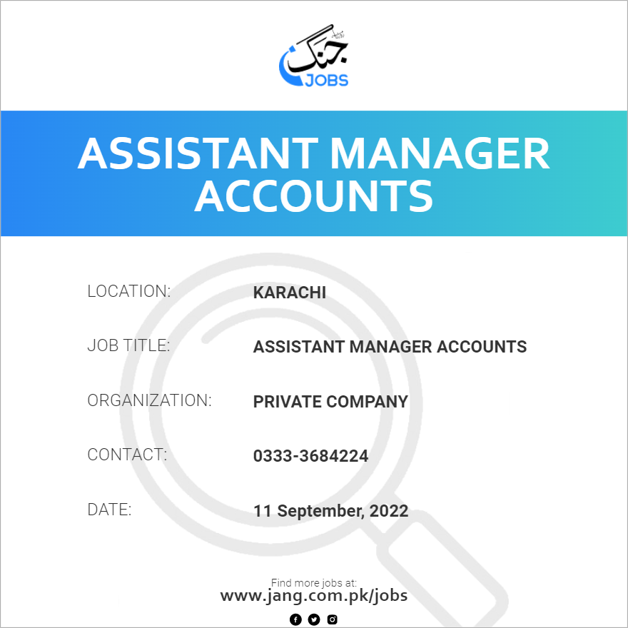 Assistant Manager Accounts