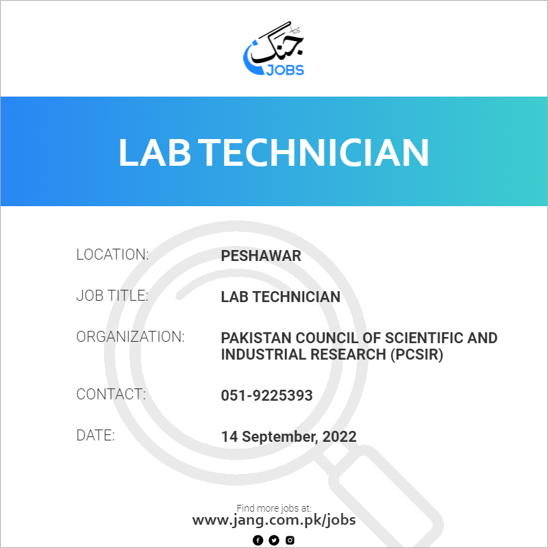 lab-technician-job-pakistan-council-of-scientific-and-industrial