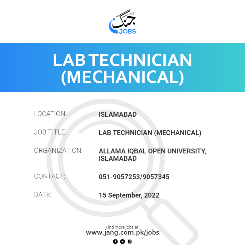 Lab Technician (Mechanical)