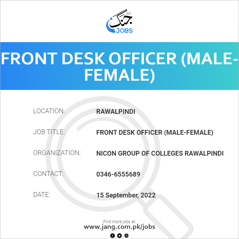 Front Desk Officer (Male-Female)