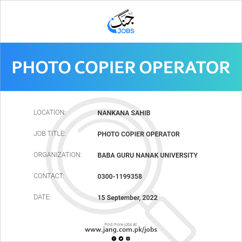 Photo Copier Operator