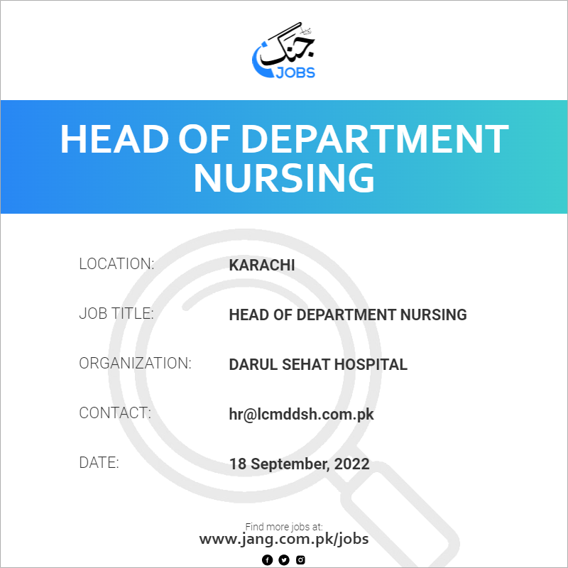 Head Of Department Nursing