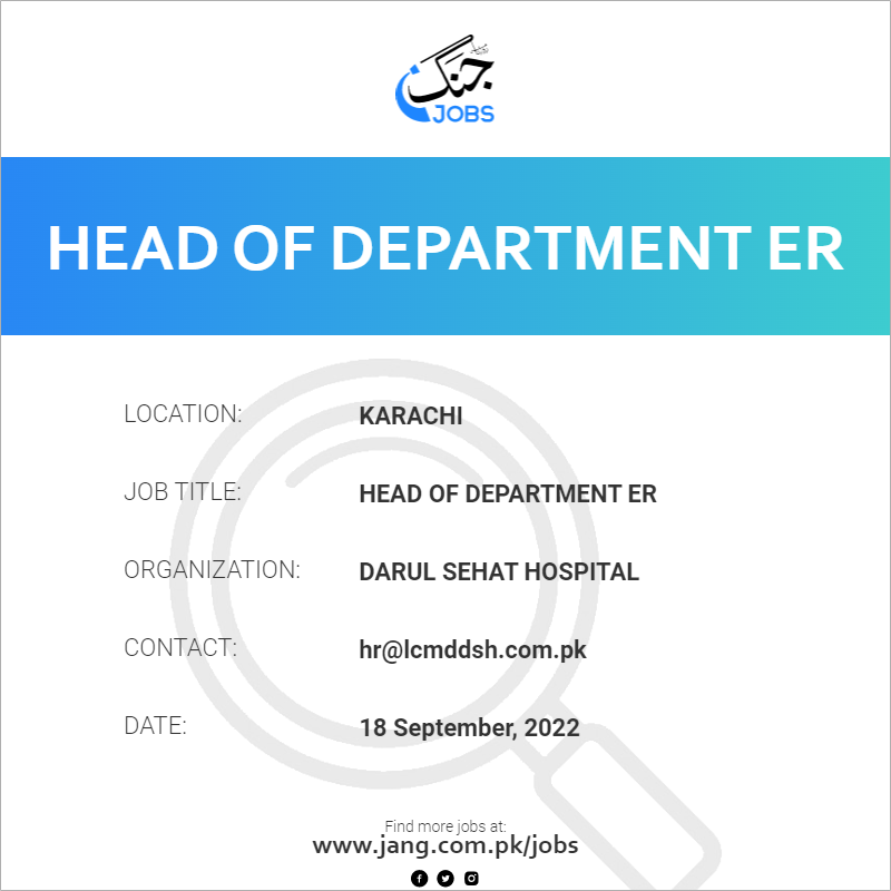 Head Of Department ER