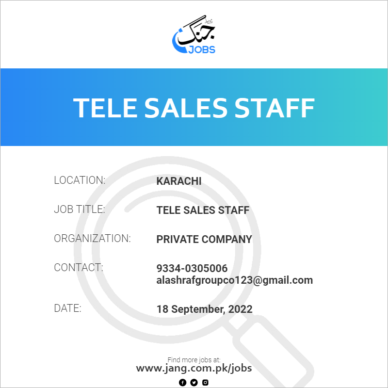 Tele sales Staff