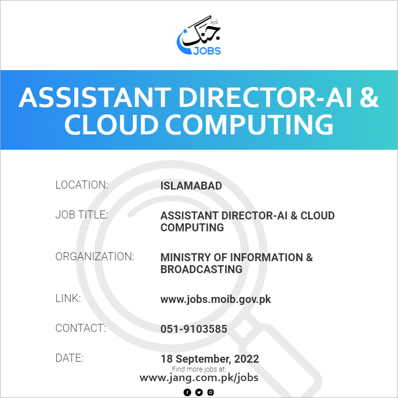 Assistant Director-AI & Cloud Computing