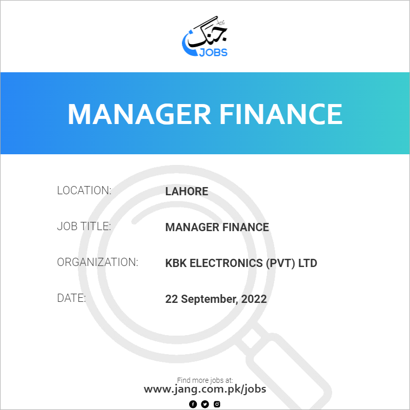 Manager Finance