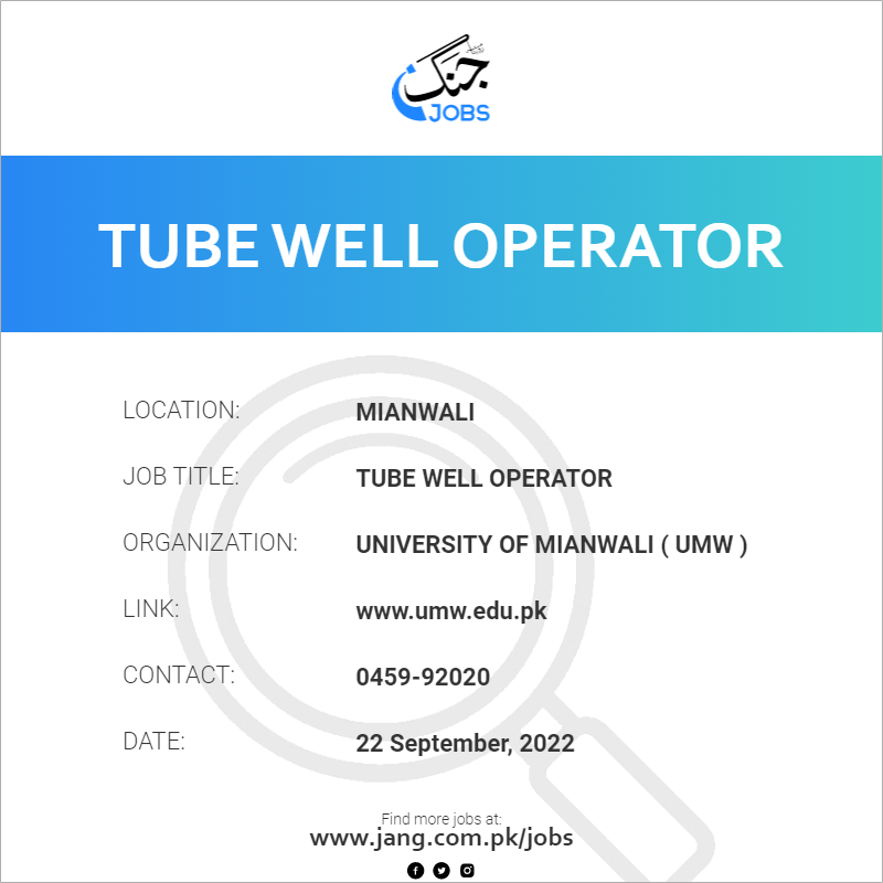 Tube Well Operator