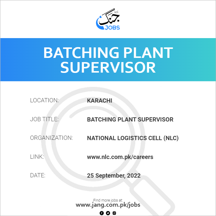 batching-plant-supervisor-job-national-logistics-cell-nlc-jobs-in