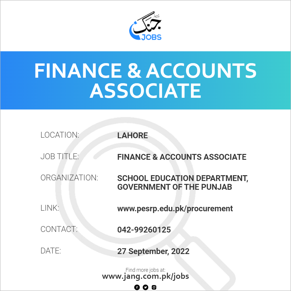 Finance & Accounts Associate