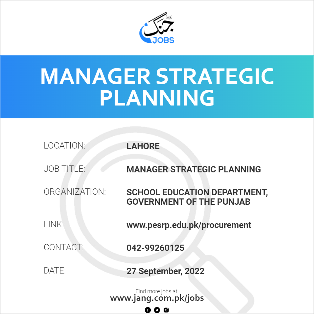 Manager Strategic Planning