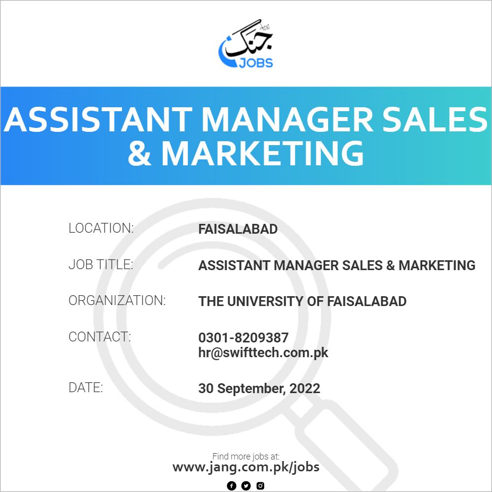Assistant Manager Sales & Marketing