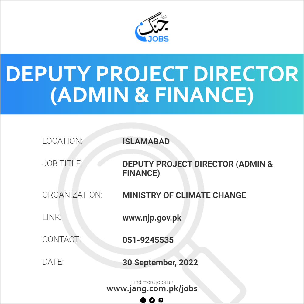 deputy-project-director-admin-finance-job-ministry-of-climate