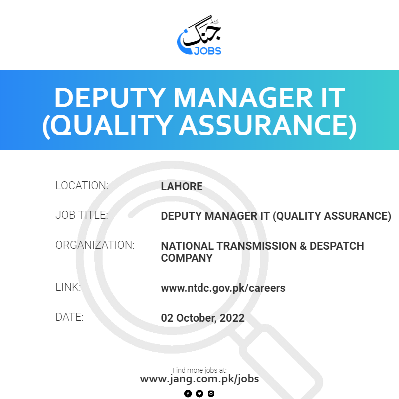 Deputy Manager It quality Assurance Job National Transmission skmch-deputy-manager-finance-job-shaukat-khanum-memorial-cancer