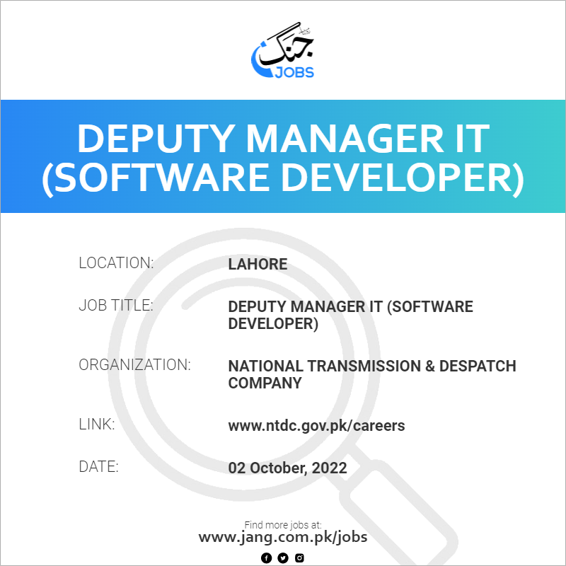  Deputy Manager IT (Software Developer)