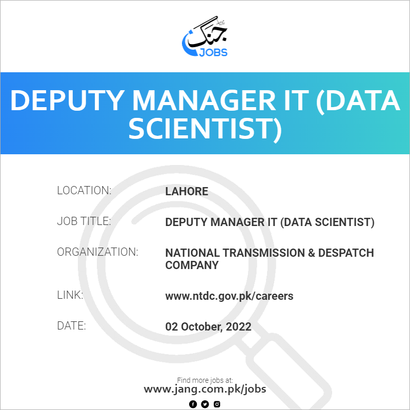Deputy Manager IT (Data Scientist)
