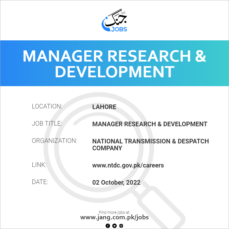 Manager Research & Development