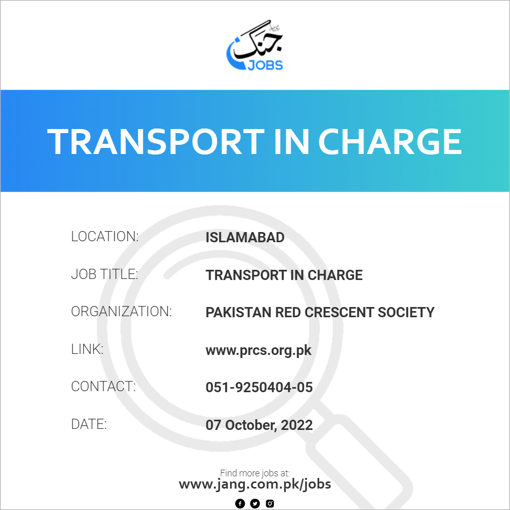 transport-in-charge-job-pakistan-red-crescent-society-jobs-in