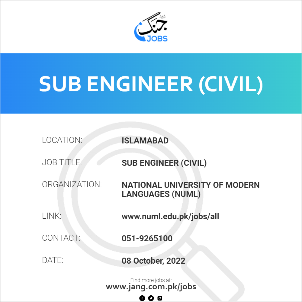 Sub Engineer (civil) Job – National University Of Modern Languages ...
