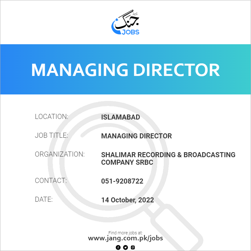 managing-director-job-shalimar-recording-broadcasting-company-srbc