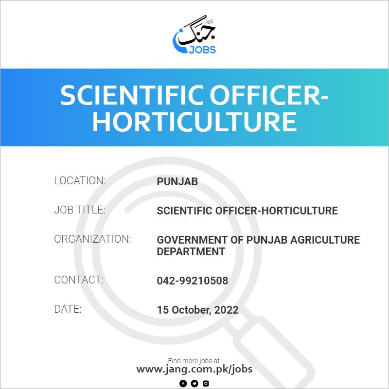 Scientific Officer-Horticulture