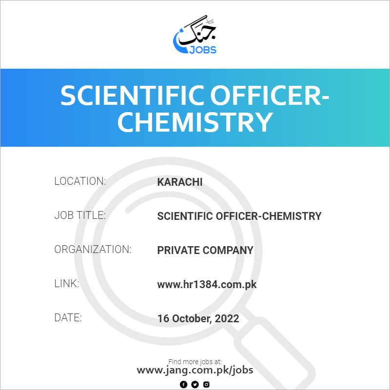 Scientific Officer-Chemistry