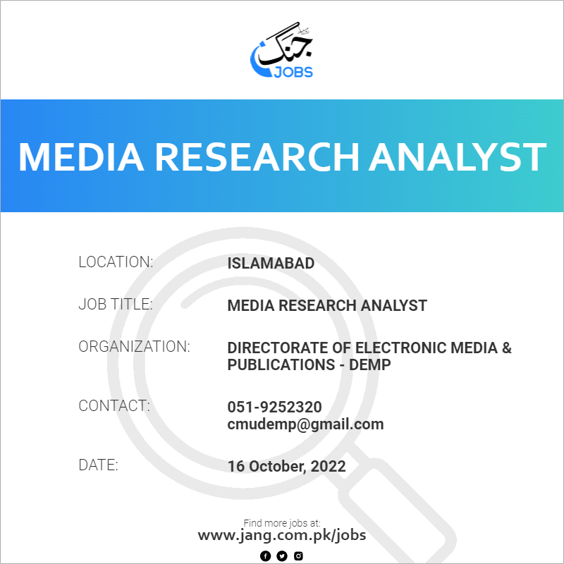 research analyst jobs in media