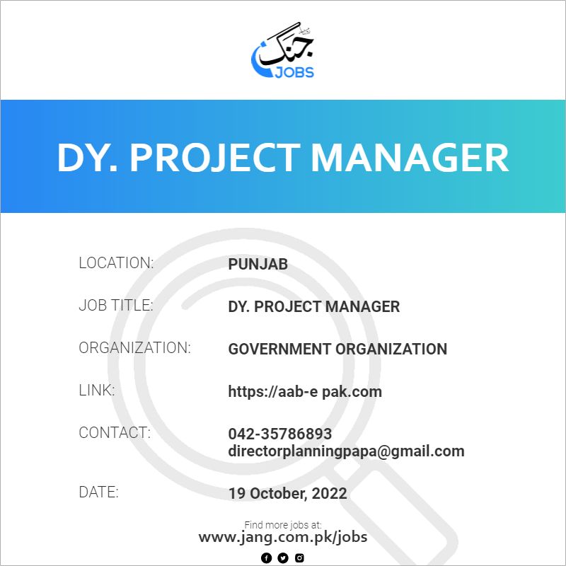Dy. Project Manager 
