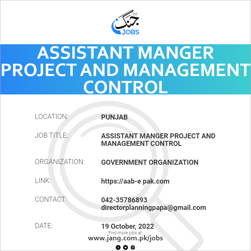 Assistant Manger Project And Management Control  