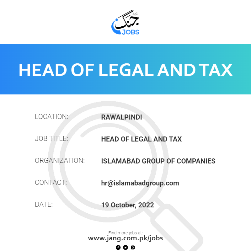 Head Of Legal And Tax