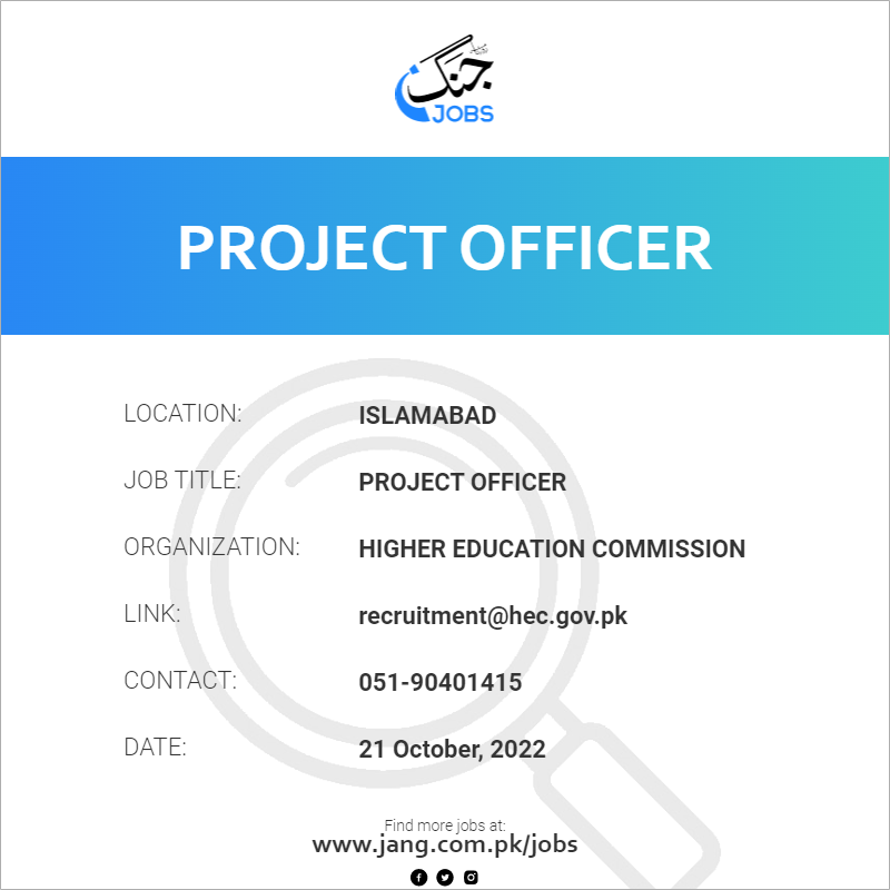 Project Officer Job Higher Education Commission Jobs In Islamabad 