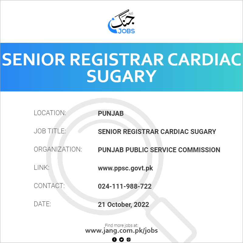 Senior Registrar Cardiac Sugary 