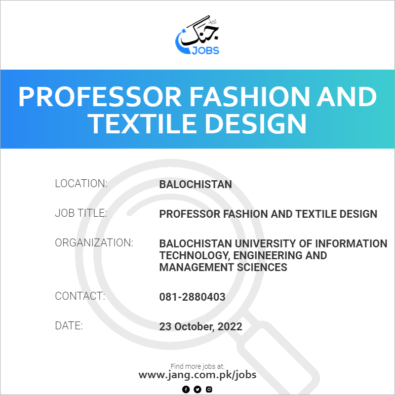 Professor Fashion And Textile Design  
