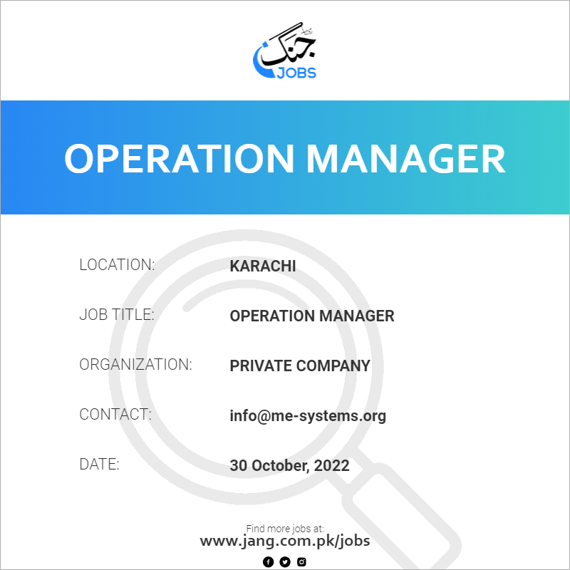 operation-manager-job-private-company-jobs-in-karachi-54198