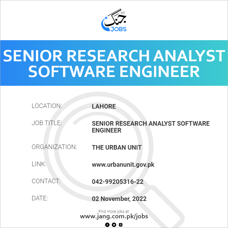 Senior Research Analyst Software Engineer