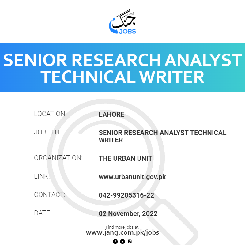 Senior Research Analyst Technical Writer