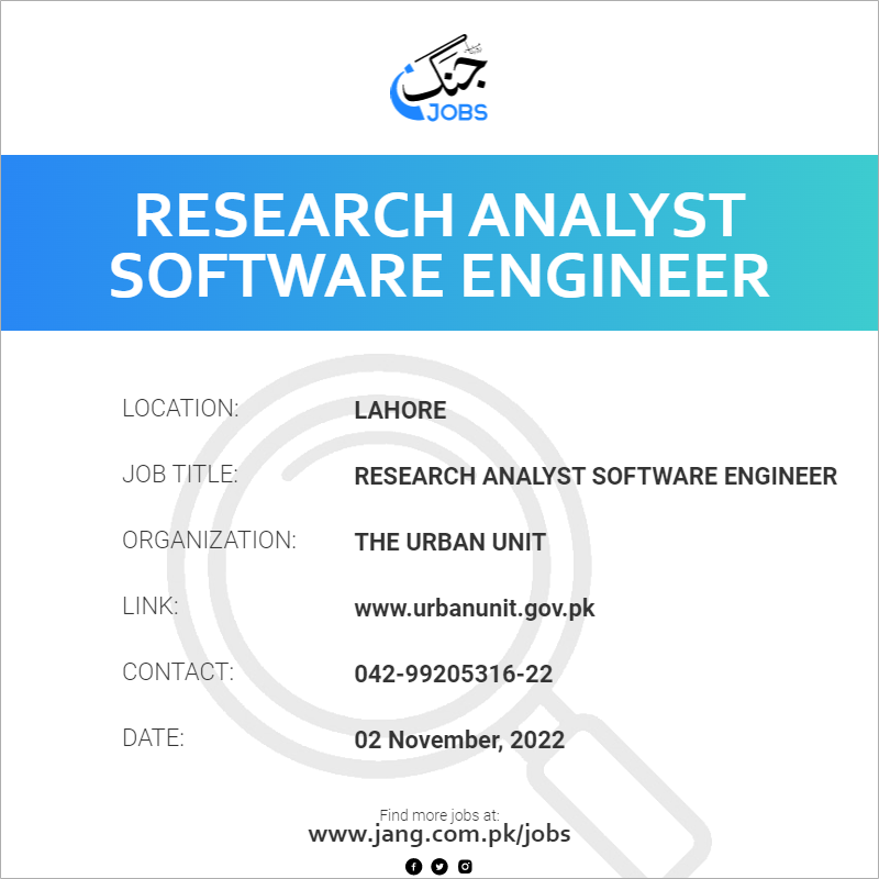 Research Analyst Software Engineer