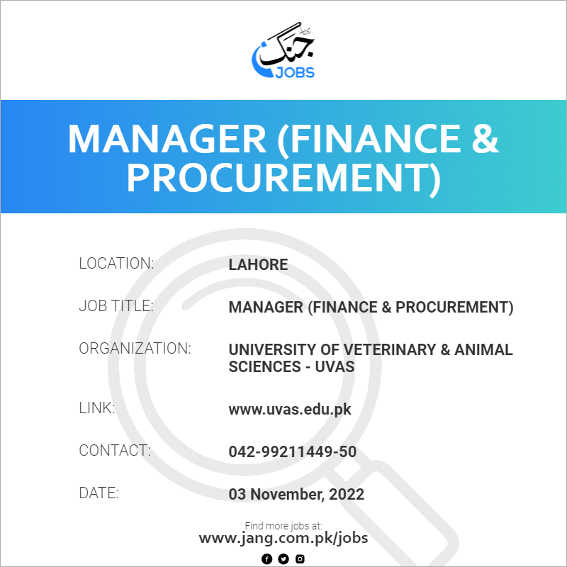 Manager (Finance & Procurement)
