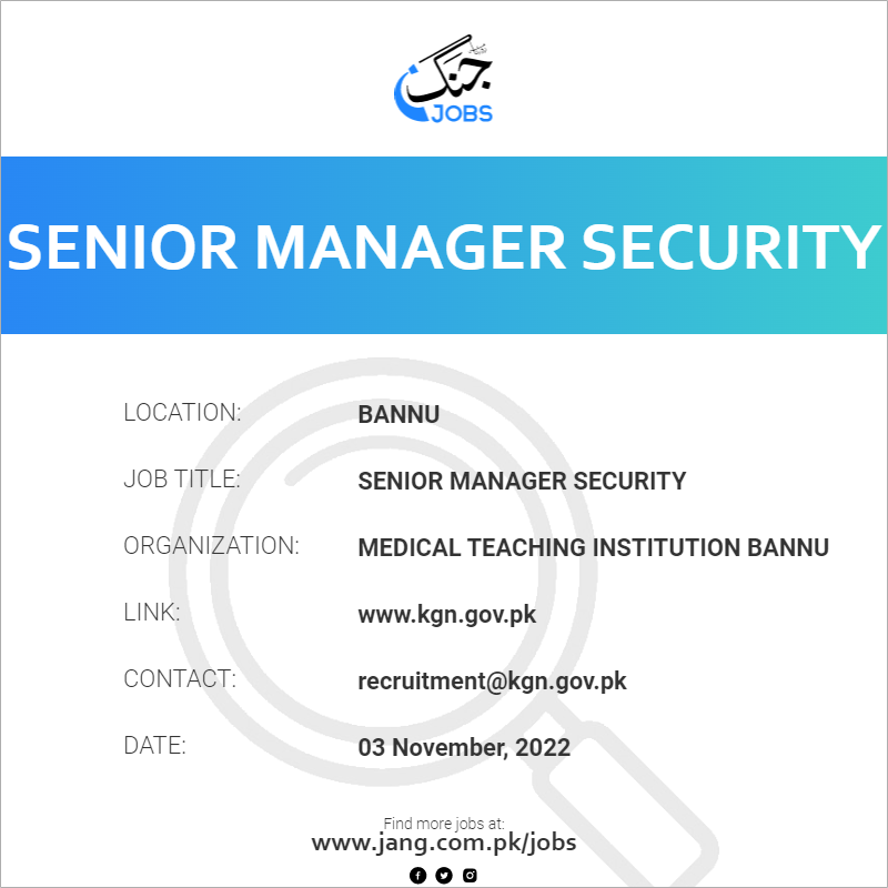 Senior Manager Security